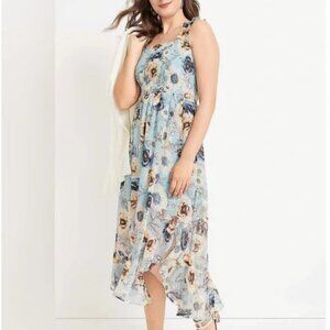Maurices Aster floral smocked bodice midi dress M